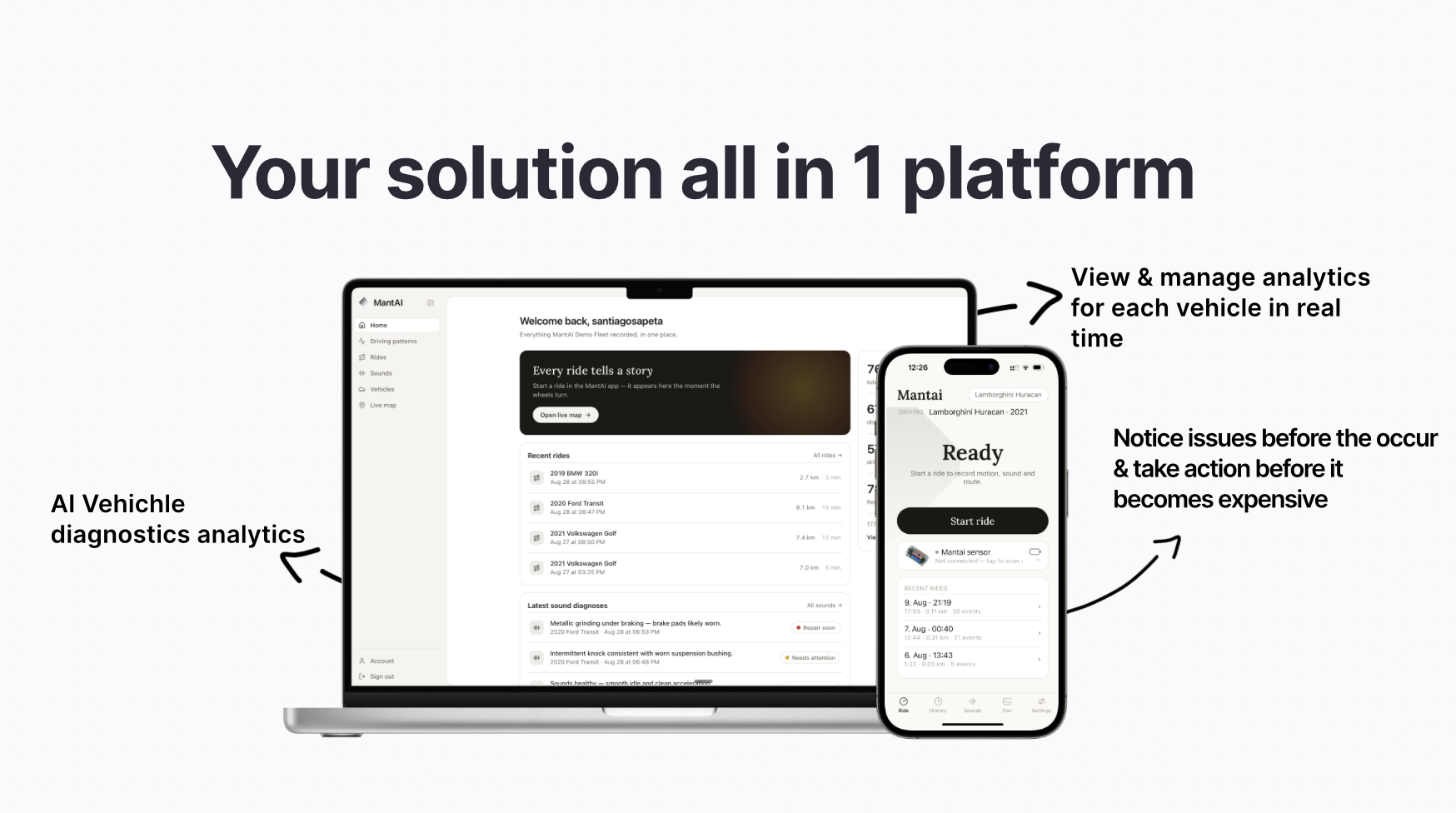 MantAI web dashboard and driver app in one platform